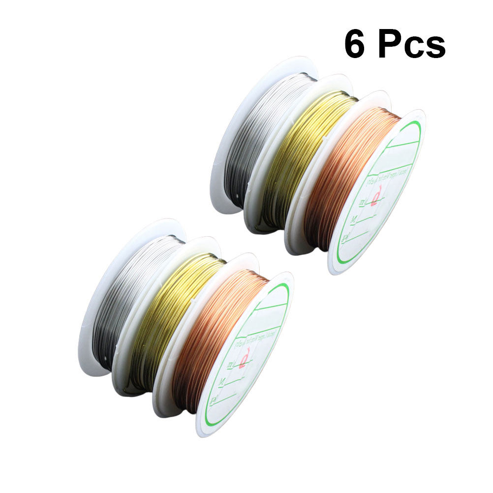 Copper Wire Roll - ลวดทองแดงสี 6 ม้วน ลวดอ่อนนุ่ม ยืดหยุ่น สำหรับทำเครื่องประดับ