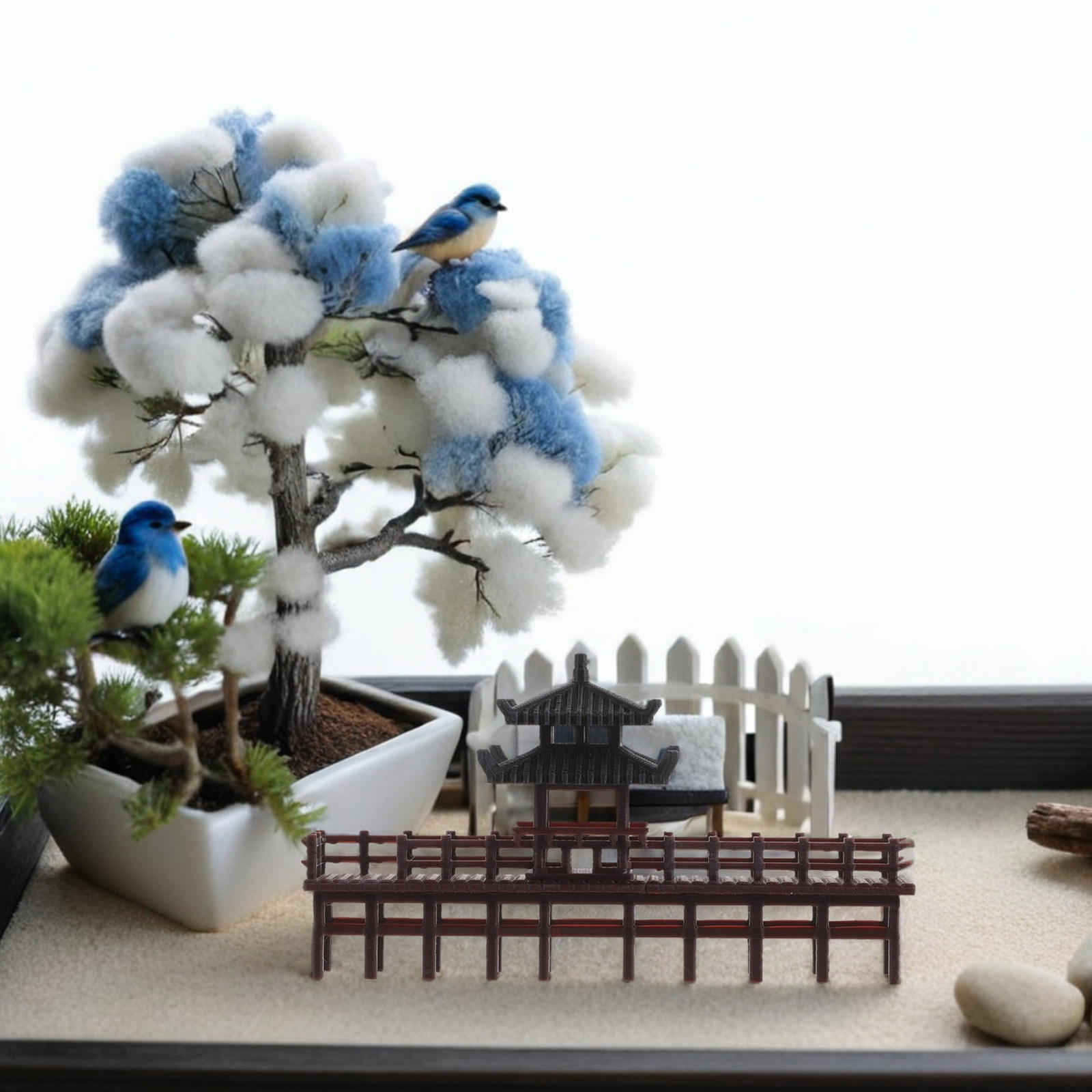 ของตกแต่งรูปสะพานในศาลาจีนขนาด - Bonsai Garden Landscape Design บทวิจารณ์และราคา